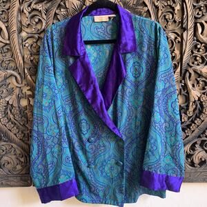 VTG Victoria’s Secret Pajama Top Gold Label Large Double Breasted Button 1990’s